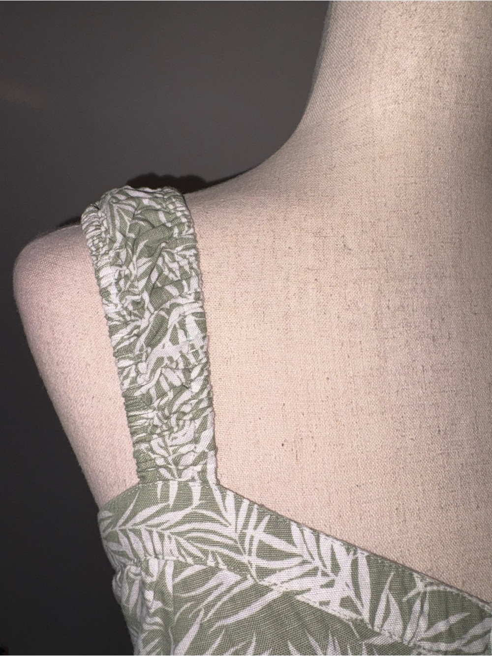 Japna Leaf-Print Cropped Cotton Blend Bustier Style Tank Size M - Picture 3 of 5